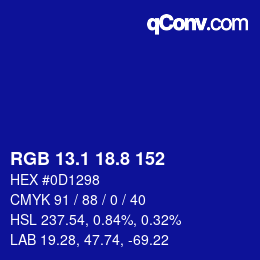 カラーコード: RGB 13.1 18.8 152 | qconv.com