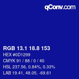 カラーコード: RGB 13.1 18.8 153 | qconv.com