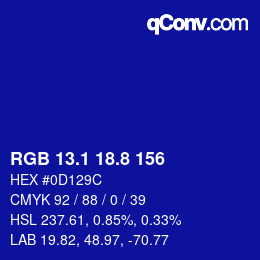 カラーコード: RGB 13.1 18.8 156 | qconv.com