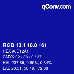 カラーコード: RGB 13.1 18.8 161 | qconv.com