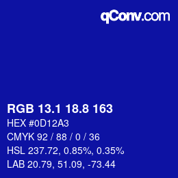 カラーコード: RGB 13.1 18.8 163 | qconv.com