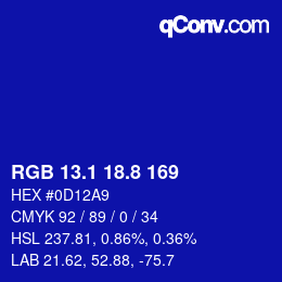 カラーコード: RGB 13.1 18.8 169 | qconv.com