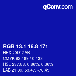 カラーコード: RGB 13.1 18.8 171 | qconv.com