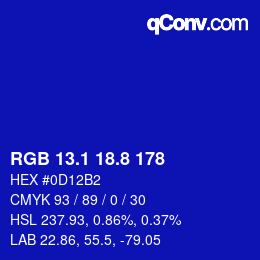 カラーコード: RGB 13.1 18.8 178 | qconv.com