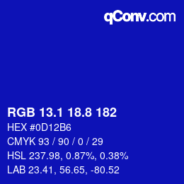 カラーコード: RGB 13.1 18.8 182 | qconv.com