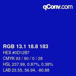 カラーコード: RGB 13.1 18.8 183 | qconv.com
