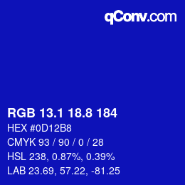 カラーコード: RGB 13.1 18.8 184 | qconv.com