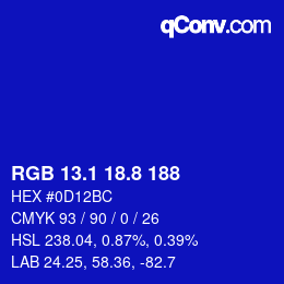 カラーコード: RGB 13.1 18.8 188 | qconv.com