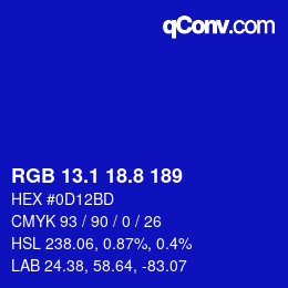 カラーコード: RGB 13.1 18.8 189 | qconv.com