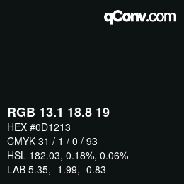 カラーコード: RGB 13.1 18.8 19 | qconv.com