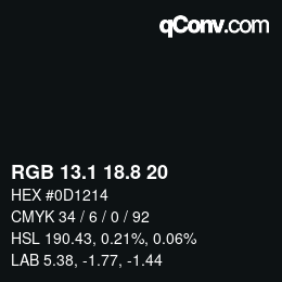 カラーコード: RGB 13.1 18.8 20 | qconv.com