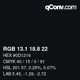 カラーコード: RGB 13.1 18.8 22 | qconv.com