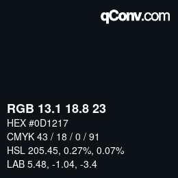 Color code: RGB 13.1 18.8 23 | qconv.com