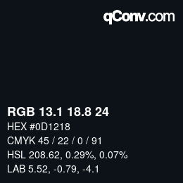 Color code: RGB 13.1 18.8 24 | qconv.com