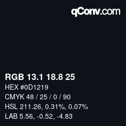 Color code: RGB 13.1 18.8 25 | qconv.com