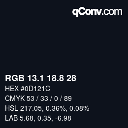 Color code: RGB 13.1 18.8 28 | qconv.com