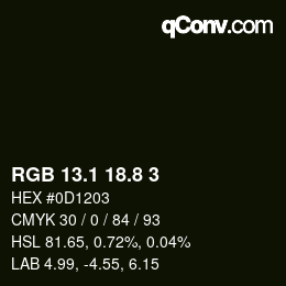 Color code: RGB 13.1 18.8 3 | qconv.com