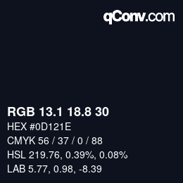 Color code: RGB 13.1 18.8 30 | qconv.com