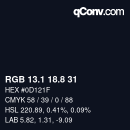 Color code: RGB 13.1 18.8 31 | qconv.com