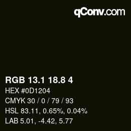 カラーコード: RGB 13.1 18.8 4 | qconv.com
