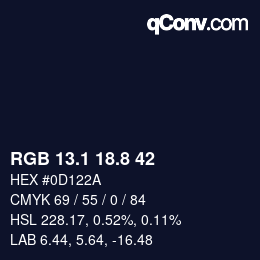 Color code: RGB 13.1 18.8 42 | qconv.com