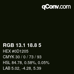 Farbcode: RGB 13.1 18.8 5 | qconv.com