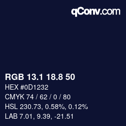 Color code: RGB 13.1 18.8 50 | qconv.com