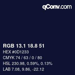 Color code: RGB 13.1 18.8 51 | qconv.com