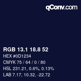 Color code: RGB 13.1 18.8 52 | qconv.com