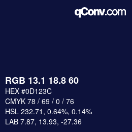 Color code: RGB 13.1 18.8 60 | qconv.com