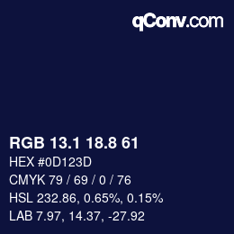 Color code: RGB 13.1 18.8 61 | qconv.com