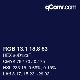 Color code: RGB 13.1 18.8 63 | qconv.com