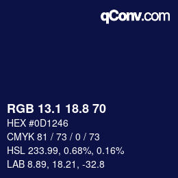 Color code: RGB 13.1 18.8 70 | qconv.com