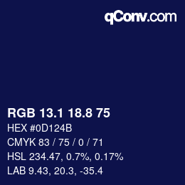 Color code: RGB 13.1 18.8 75 | qconv.com