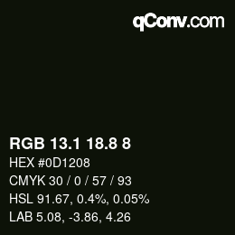 Código de color: RGB 13.1 18.8 8 | qconv.com