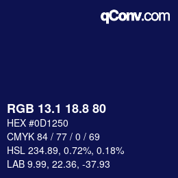 Color code: RGB 13.1 18.8 80 | qconv.com