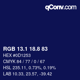 Color code: RGB 13.1 18.8 83 | qconv.com