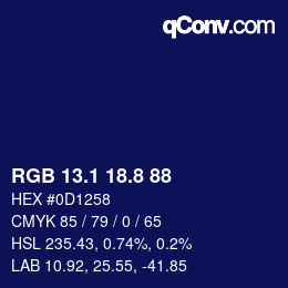 Color code: RGB 13.1 18.8 88 | qconv.com