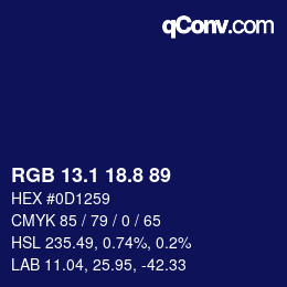 Color code: RGB 13.1 18.8 89 | qconv.com