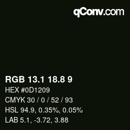 カラーコード: RGB 13.1 18.8 9 | qconv.com