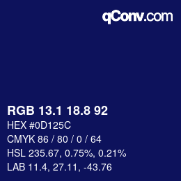 カラーコード: RGB 13.1 18.8 92 | qconv.com