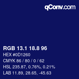 カラーコード: RGB 13.1 18.8 96 | qconv.com