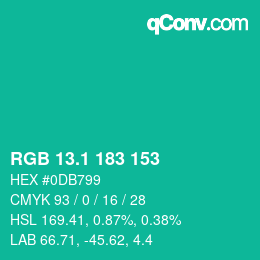カラーコード: RGB 13.1 183 153 | qconv.com