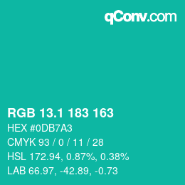 カラーコード: RGB 13.1 183 163 | qconv.com