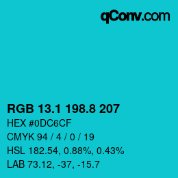カラーコード: RGB 13.1 198.8 207 | qconv.com