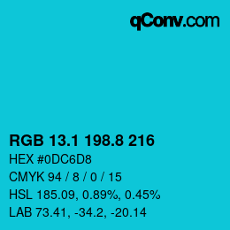 カラーコード: RGB 13.1 198.8 216 | qconv.com