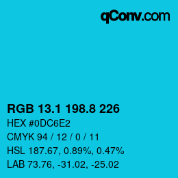 カラーコード: RGB 13.1 198.8 226 | qconv.com