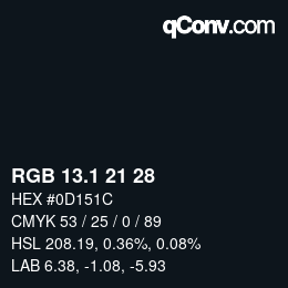 Color code: RGB 13.1 21 28 | qconv.com