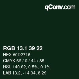 Color code: RGB 13.1 39 22 | qconv.com