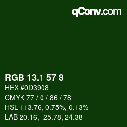 カラーコード: RGB 13.1 57 8 | qconv.com